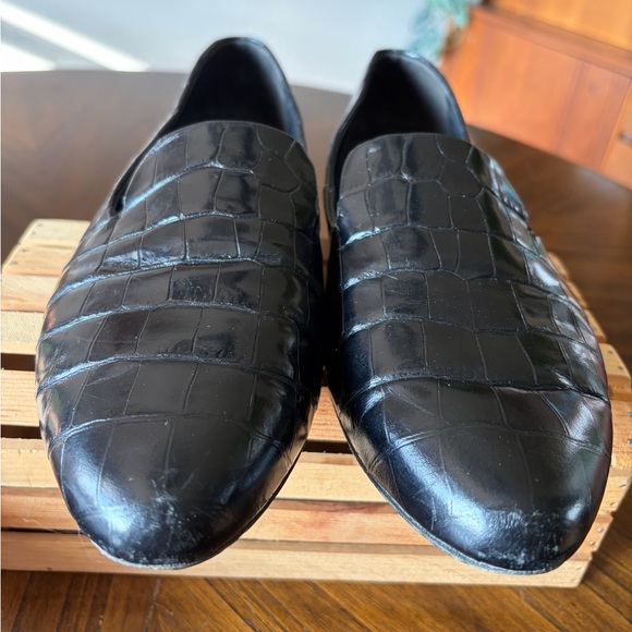 Veronica Beard Griffin Loafer Glossy Black Crocodile-Embossed Leather Women’s 11 - Picture 3 of 10